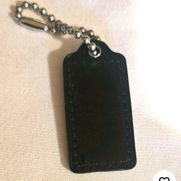 COACH Black Patent Leather Bag Charm Keychain Hang Tag Small   1.5" x 1" - Picture 3 of 6